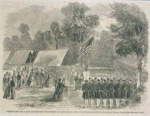 Presentation of a flag to Kentucky volunteers at Camp Bruce, near Cynthiana, Ky.